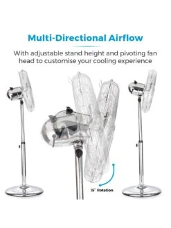 Tower T637000 16 Inch Metal Pedestal Fan With 3 Speeds - Chrome -Appliance Pro RTEE7 SQ6 0000000139 CHROME SLd4