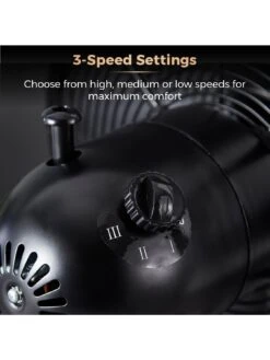 Tower T611000B Cavaletto 12 Inch Metal Desk Fan With 3 Speed Settings And Heavy Duty High Power Motor, 35W, Black And Rose Gold -Appliance Pro RTEEH SQ4 0000006988 BLACK ROSE GOLD SLd2