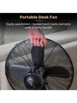 Tower T611000B Cavaletto 12 Inch Metal Desk Fan With 3 Speed Settings And Heavy Duty High Power Motor, 35W, Black And Rose Gold -Appliance Pro RTEEH SQ6 0000006988 BLACK ROSE GOLD SLd4