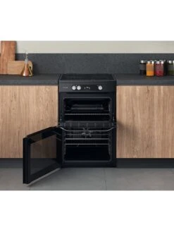 Hotpoint HDM67I9H2CB 60cm Wide Double Oven Electric Cooker With Induction Hob -  Black -Appliance Pro T766E SQ4 0000000004 BLACK SLd2