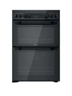 Hotpoint HDM67V92HCB 60cm Wide Double Oven Electric Cooker With Ceramic Hob - Black