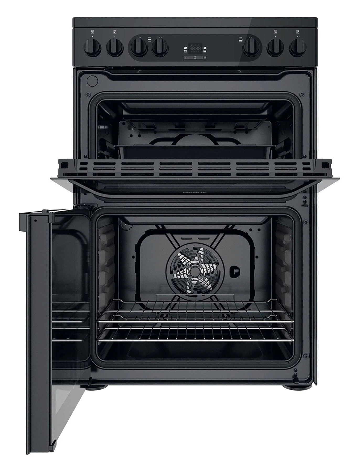 Hotpoint HDM67V92HCB 60cm Wide Double Oven Electric Cooker With Ceramic Hob - Black 4 Hotpoint HDM67V92HCB 60cm Wide Double Oven Electric Cooker With Ceramic Hob - Black - Image 2