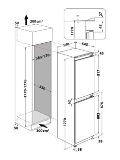 Hotpoint HBC185050F1 55cm Integrated Fridge Freezer - White -Appliance Pro T7CKH SQ7 0000000013 WHITE ICf