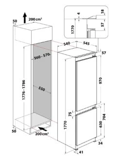 Hotpoint HTC18T311 Total No Frost 55cm Wide Integrated Fridge Freezer - White -Appliance Pro T7CKK SQ7 0000000013 WHITE ICf