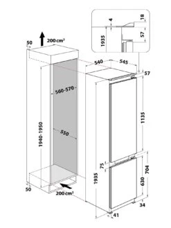 Hotpoint HTC20T321 Total No Frost 55cm Wide Integrated Fridge Freezer - White -Appliance Pro T7CKQ SQ7 0000000013 WHITE ICf