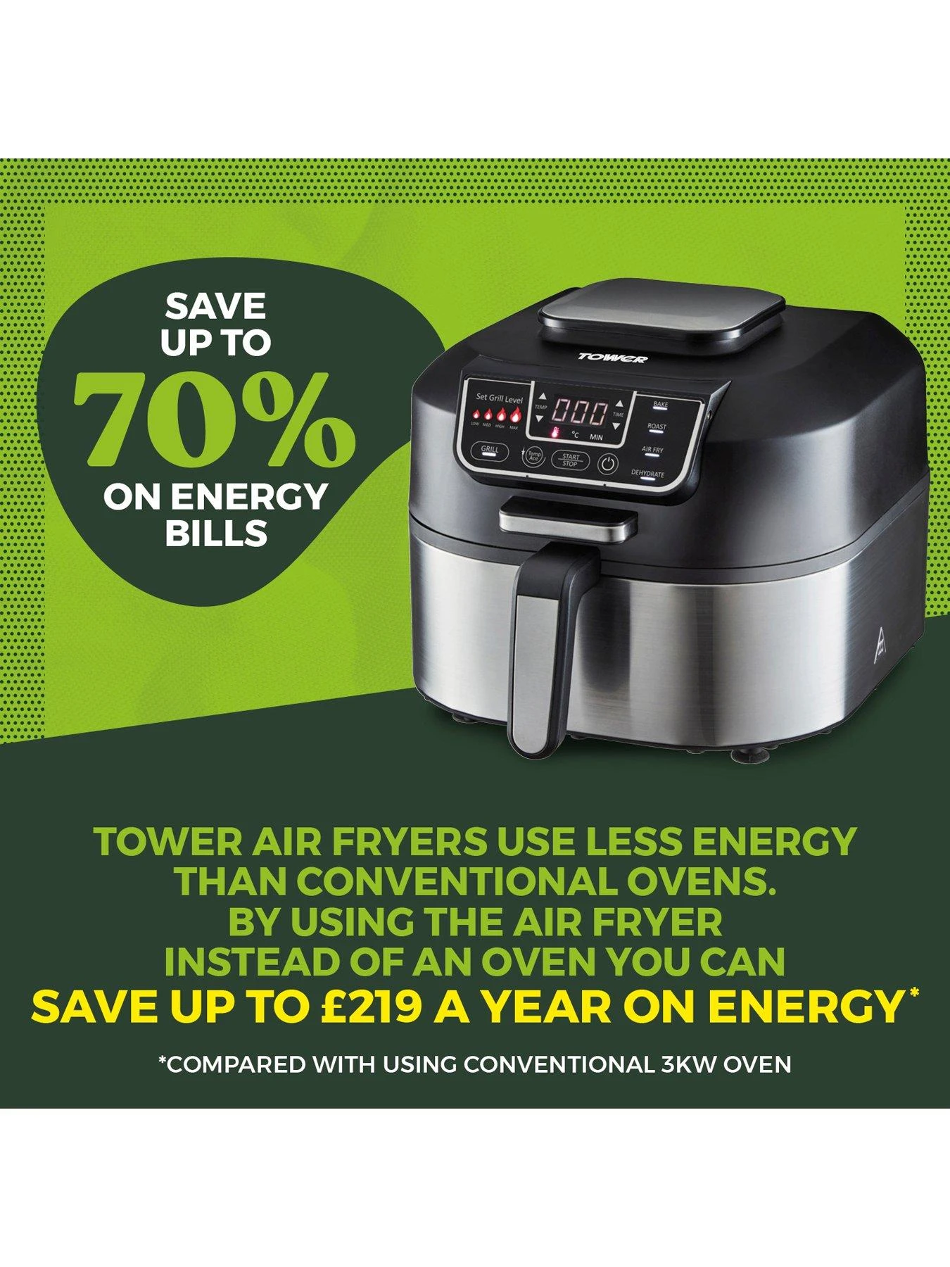 Tower T17086 Vortx 5-in-1 Air Fryer And Grill With Crisper 5.6L - Black 5 Tower T17086 Vortx 5-in-1 Air Fryer And Grill With Crisper 5.6L - Black - Image 3