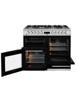 Beko KDVF100X Freestanding 100cm Double Oven Range Cooker, Stainless Steel -Appliance Pro TCRYQ SQ3 0000000166 STAINLESS STEEL SLd1