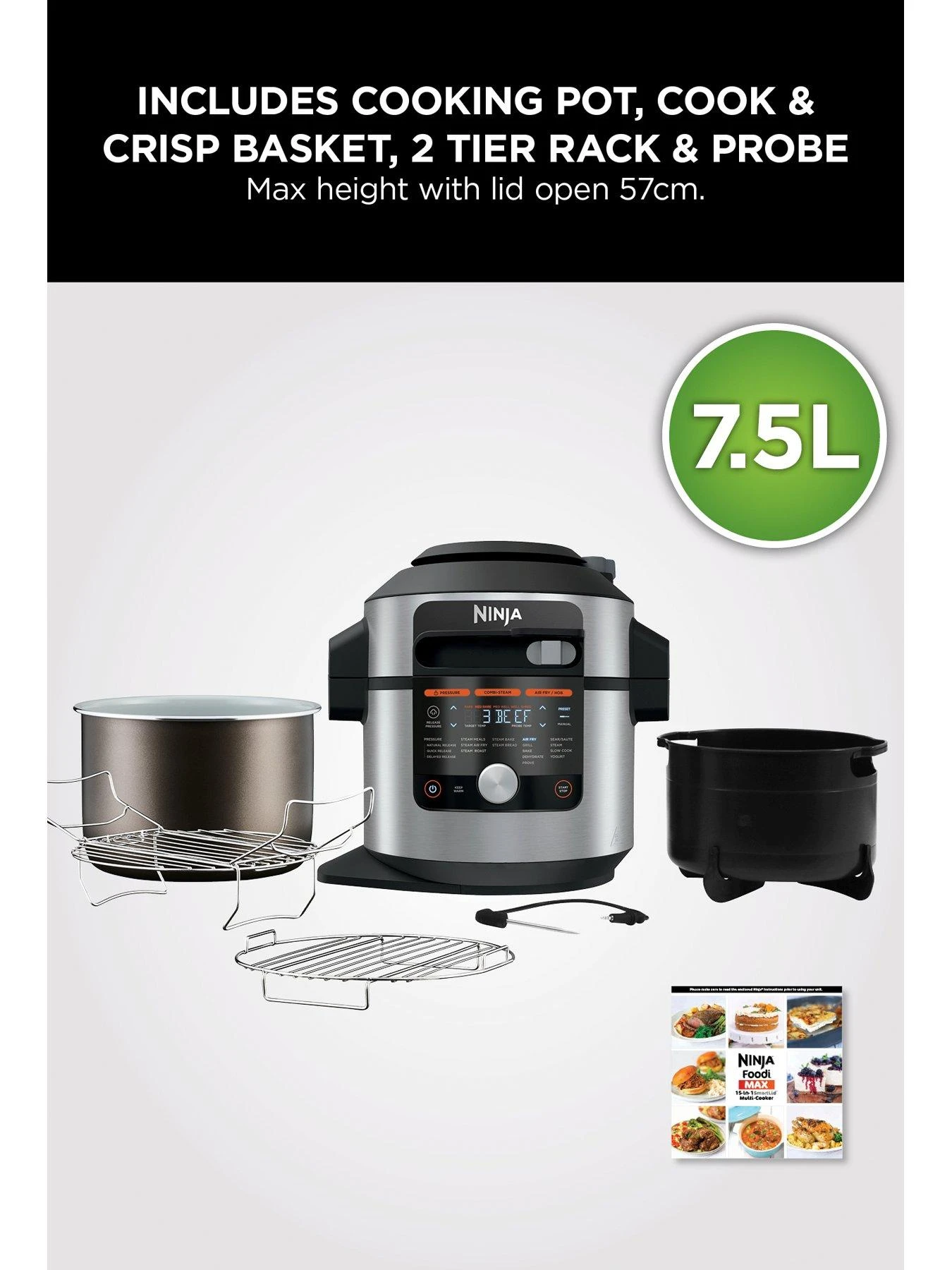 NINJA Foodi MAX 15-in-1 SmartLid Multi-Cooker With Smart Cook System 7.5L OL750UK 4 NINJA Foodi MAX 15-in-1 SmartLid Multi-Cooker With Smart Cook System 7.5L OL750UK - Image 2