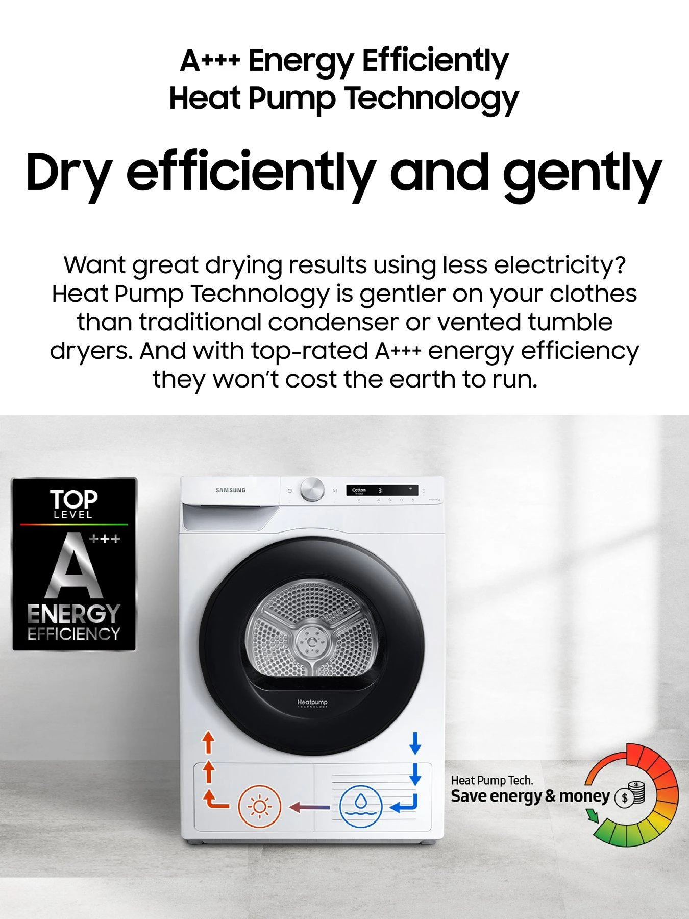 Samsung Series 5 DV90TA040AX/EU OptimalDry™ Heat Pump Tumble Dryer - 9kg Load A++ Rated – Graphite 6 Samsung Series 5 DV90TA040AX/EU OptimalDry™ Heat Pump Tumble Dryer - 9kg Load A++ Rated – Graphite - Image 4
