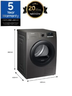 Samsung Series 5 DV80TA020AX/EU OptimalDry™ Heat Pump Tumble Dryer - 8kg Load A++ Rated – Graphite -Appliance Pro TLGD4 SQ7 0000000527 GRAPHITE ICf