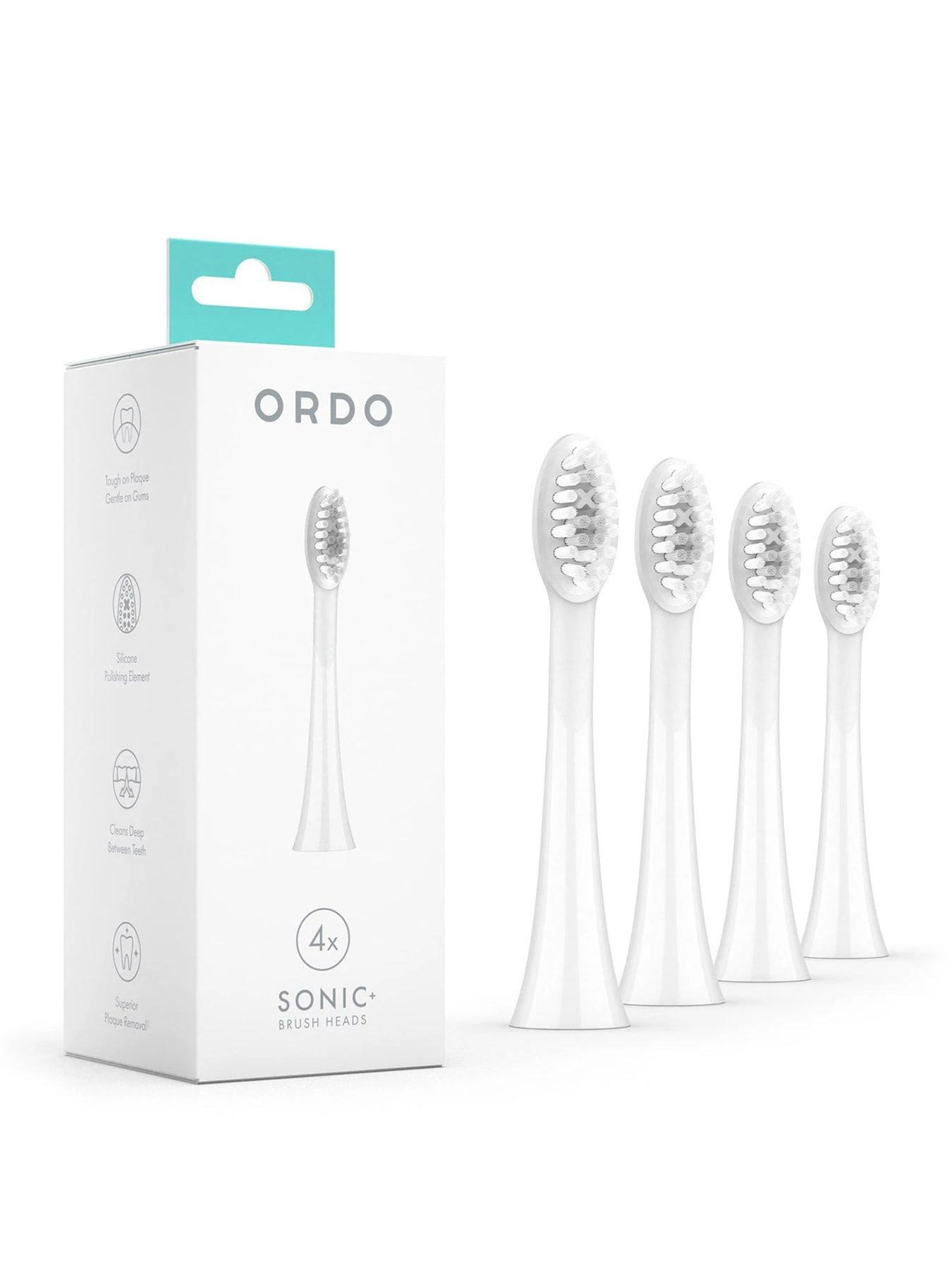 Ordo Sonic+ Brush Heads 4 Pack (White/Silver) 4 Ordo Sonic+ Brush Heads 4 Pack (White/Silver) - Image 2