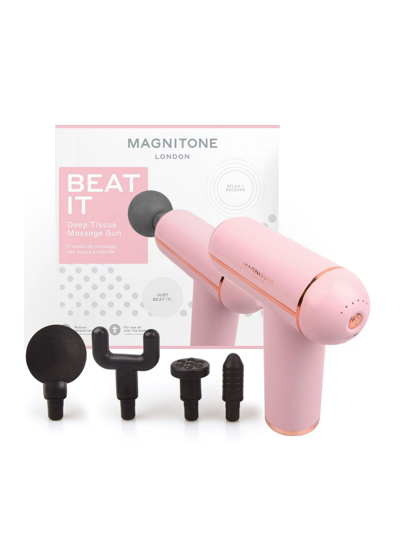 Magnitone Beat It Deep Tissue Massage Gun - Pink 4 Magnitone Beat It Deep Tissue Massage Gun - Pink - Image 2