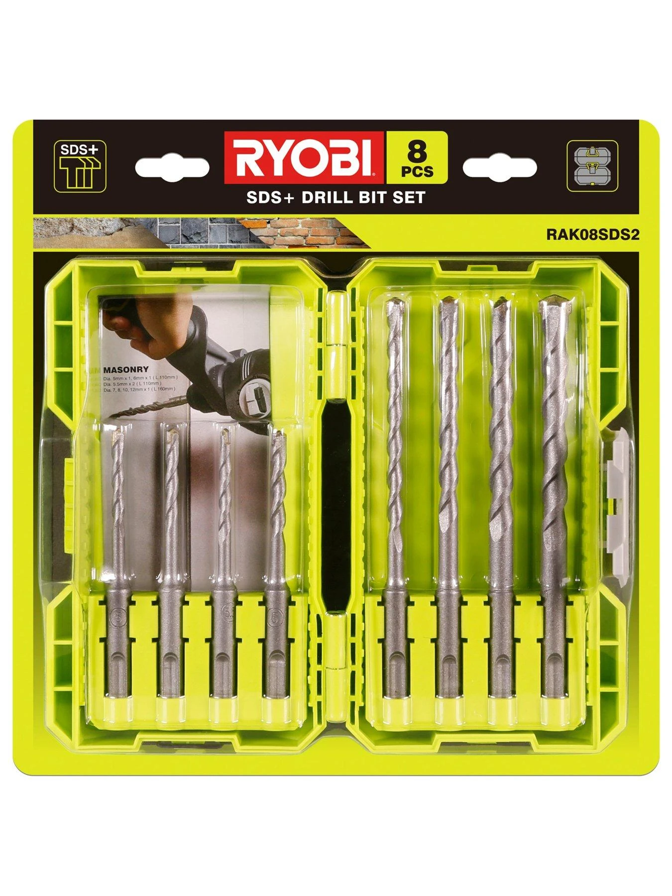 RYOBI RAK08SDS2 SDS+ Masonry Bit Set (8 Piece) 6 RYOBI RAK08SDS2 SDS+ Masonry Bit Set (8 Piece) - Image 4
