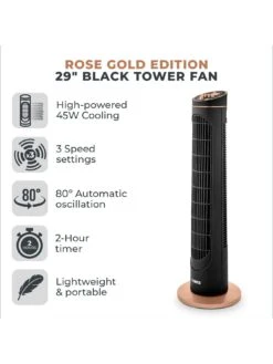 Tower Cavaletto 29 Inch Tower Fan - Black -Appliance Pro UTV37 SQ2 0000000088 NO COLOR SLd