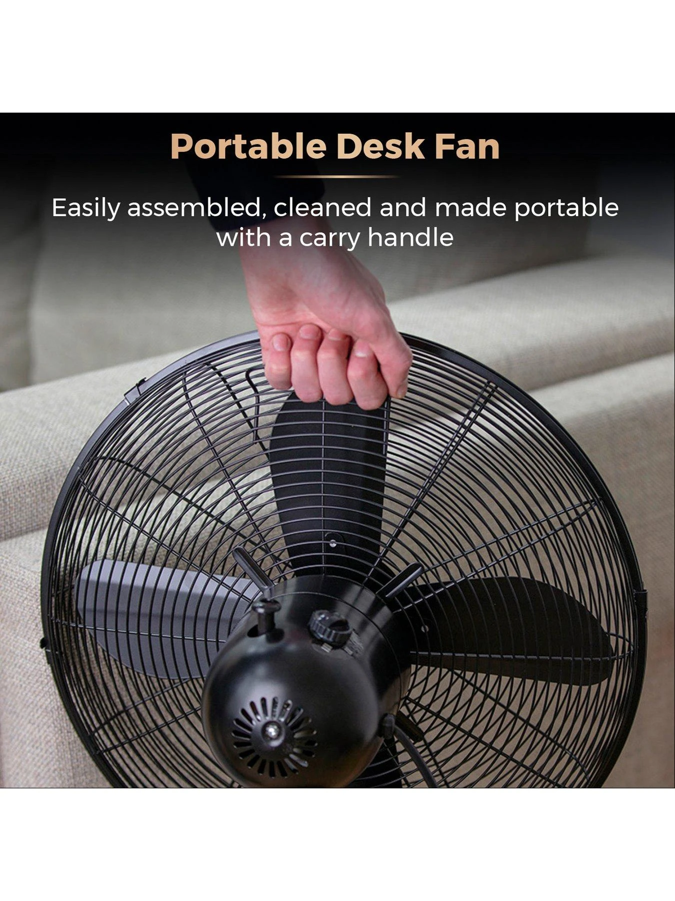 Tower Cavaletto 12-inch Metal Desk Fan - Baby Pink / Rose Gold 8 Tower Cavaletto 12-inch Metal Desk Fan - Baby Pink / Rose Gold - Image 6