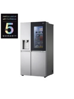 LG InstaView ThinQ GSXV91BSAE Wifi Connected American-Style Fridge Freezer - Stainless Steel - E Rated -Appliance Pro UVSTR SQ5 0000000166 STAINLESS STEEL SLd3
