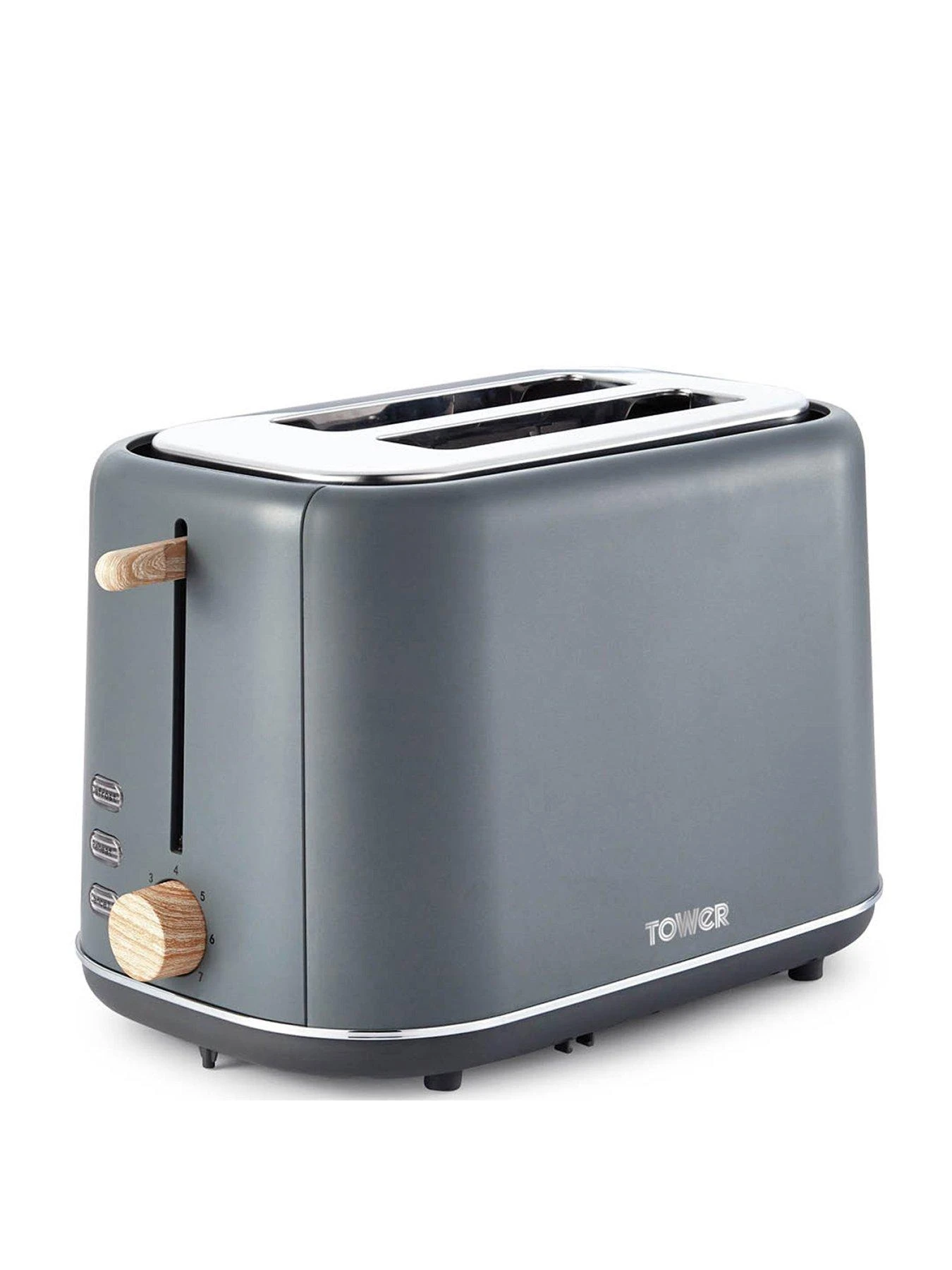 Tower Scandi 800W 2 Slice Toaster Grey Light Wood 3 Tower Scandi 800W 2 Slice Toaster Grey Light Wood