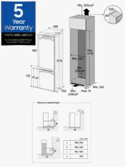 Samsung BRB26600FWW/EU Integrated Fridge Freezer With Total No Frost - White -Appliance Pro UXUJ6 SQ7 0000000013 WHITE ICf