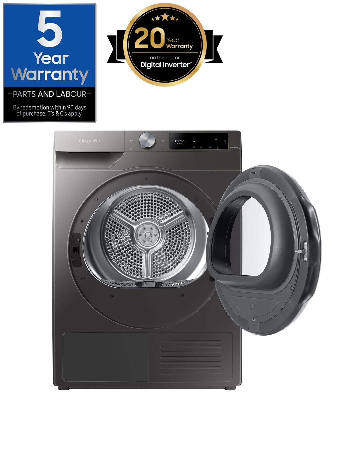 Samsung Series 6 DV90T6240LN/S1 With OptimalDry™ Heat Pump Tumble Dryer - 9kg Load A+++ Rated - Platinum Silver 4 Samsung Series 6 DV90T6240LN/S1 With OptimalDry™ Heat Pump Tumble Dryer - 9kg Load A+++ Rated - Platinum Silver - Image 2