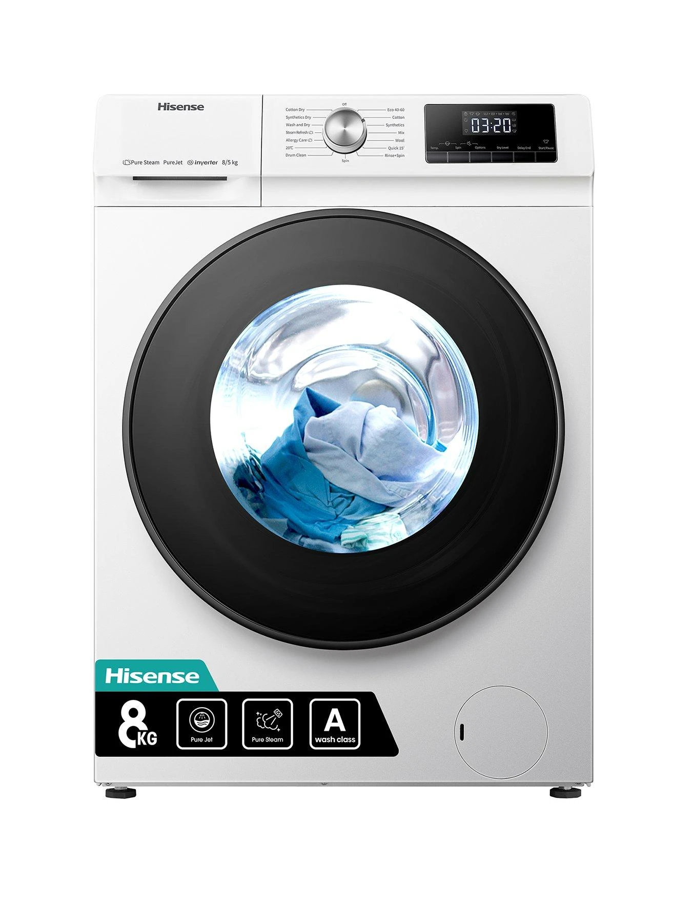 Hisense 3 Series WDQA8014EVJM 8Kg/5KG Washer Dryer With 1400rpm- White 3 Hisense 3 Series WDQA8014EVJM 8Kg/5KG Washer Dryer With 1400rpm- White