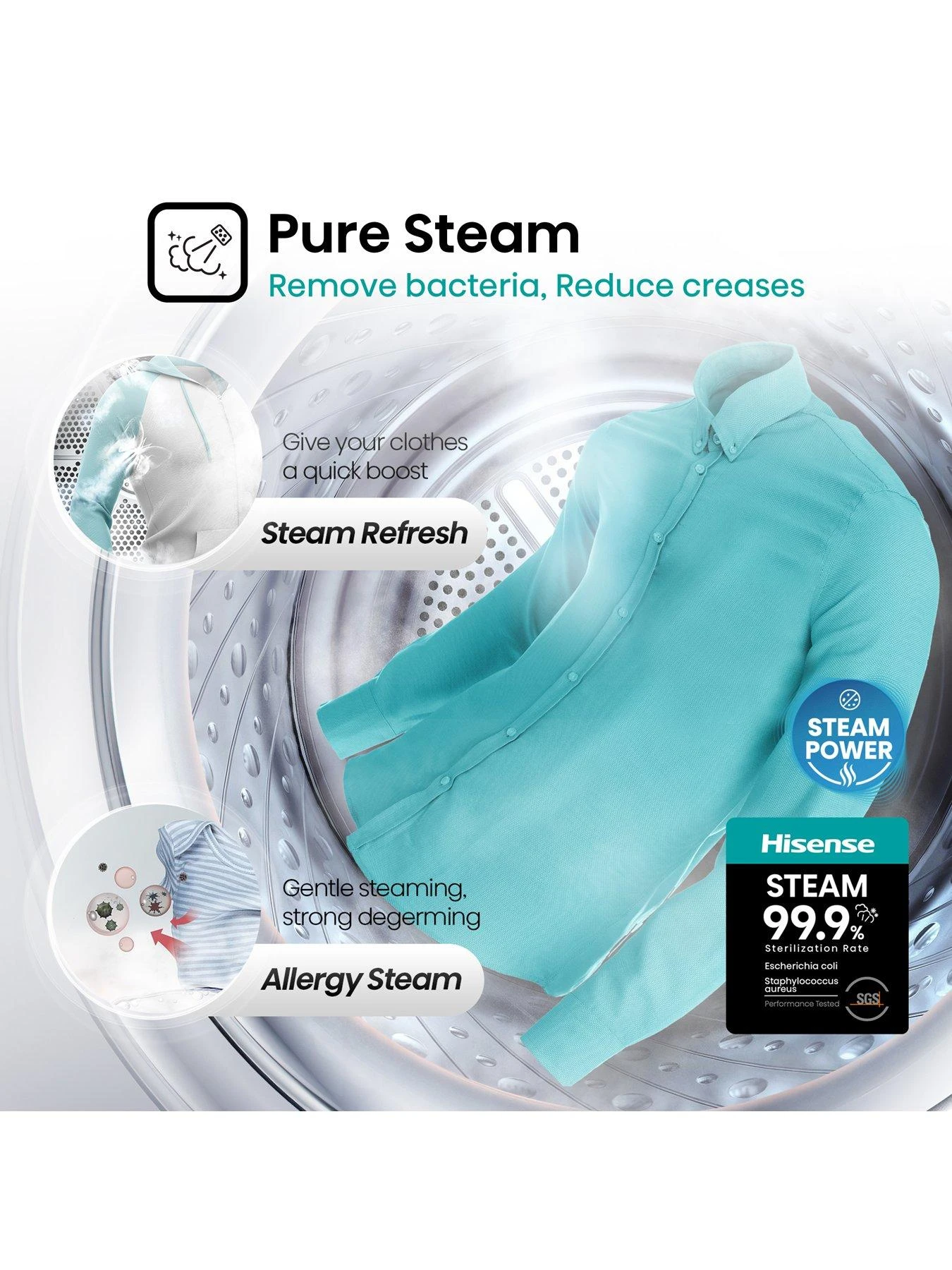 Hisense 3 Series WDQA8014EVJM 8Kg/5KG Washer Dryer With 1400rpm- White 5 Hisense 3 Series WDQA8014EVJM 8Kg/5KG Washer Dryer With 1400rpm- White - Image 3