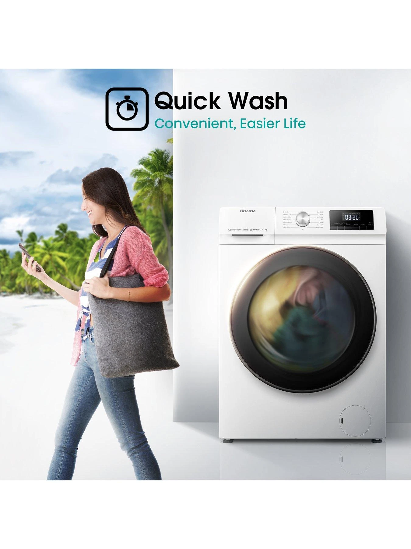 Hisense 3 Series WDQA8014EVJM 8Kg/5KG Washer Dryer With 1400rpm- White 6 Hisense 3 Series WDQA8014EVJM 8Kg/5KG Washer Dryer With 1400rpm- White - Image 4