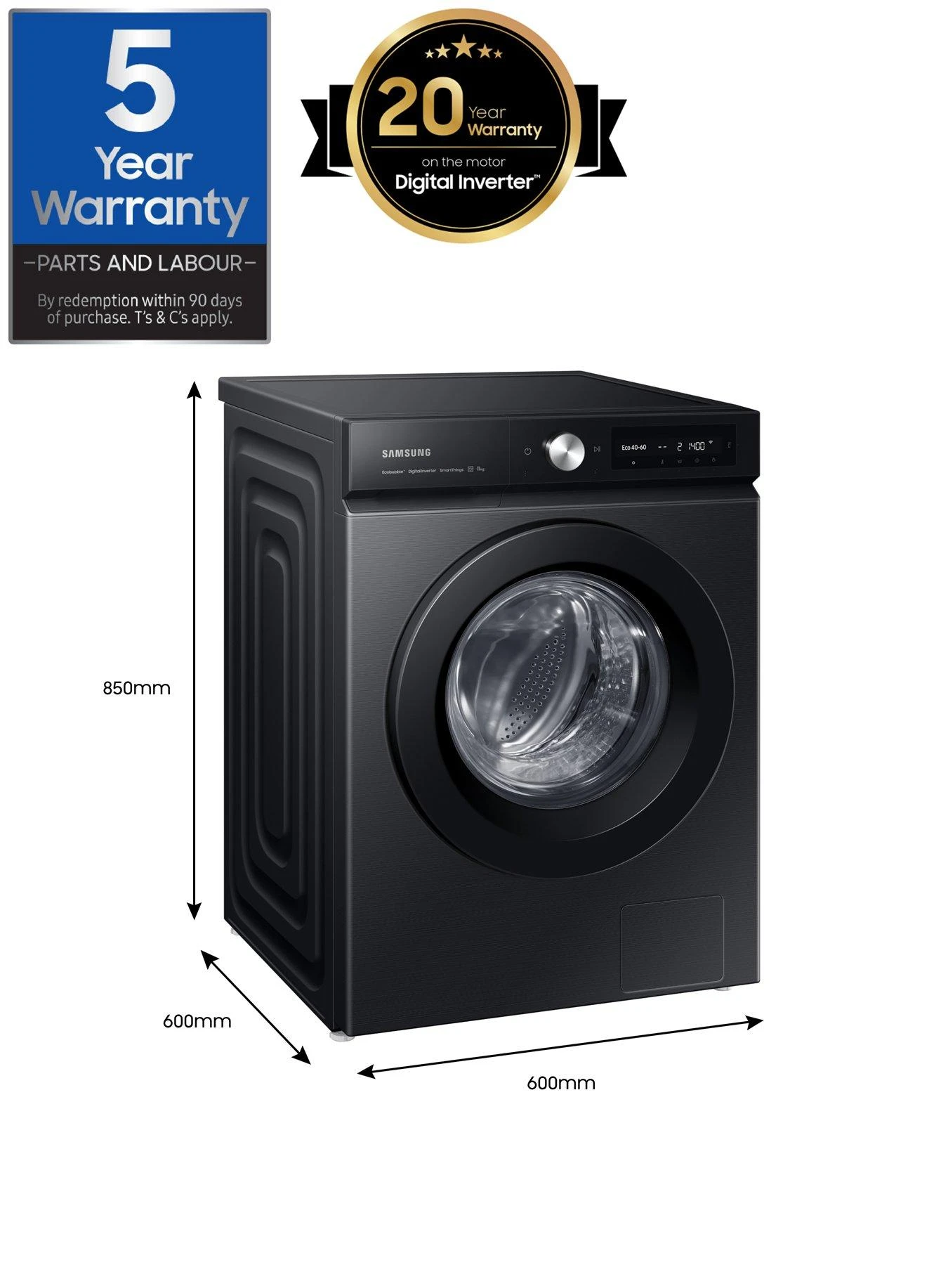 Samsung Series 5+ WW11BB504DAB/S1 SpaceMax Washing Machine - 11kg Load 1400 Spin A Rated - Graphite 9 Samsung Series 5+ WW11BB504DAB/S1 SpaceMax Washing Machine - 11kg Load 1400 Spin A Rated - Graphite - Image 7