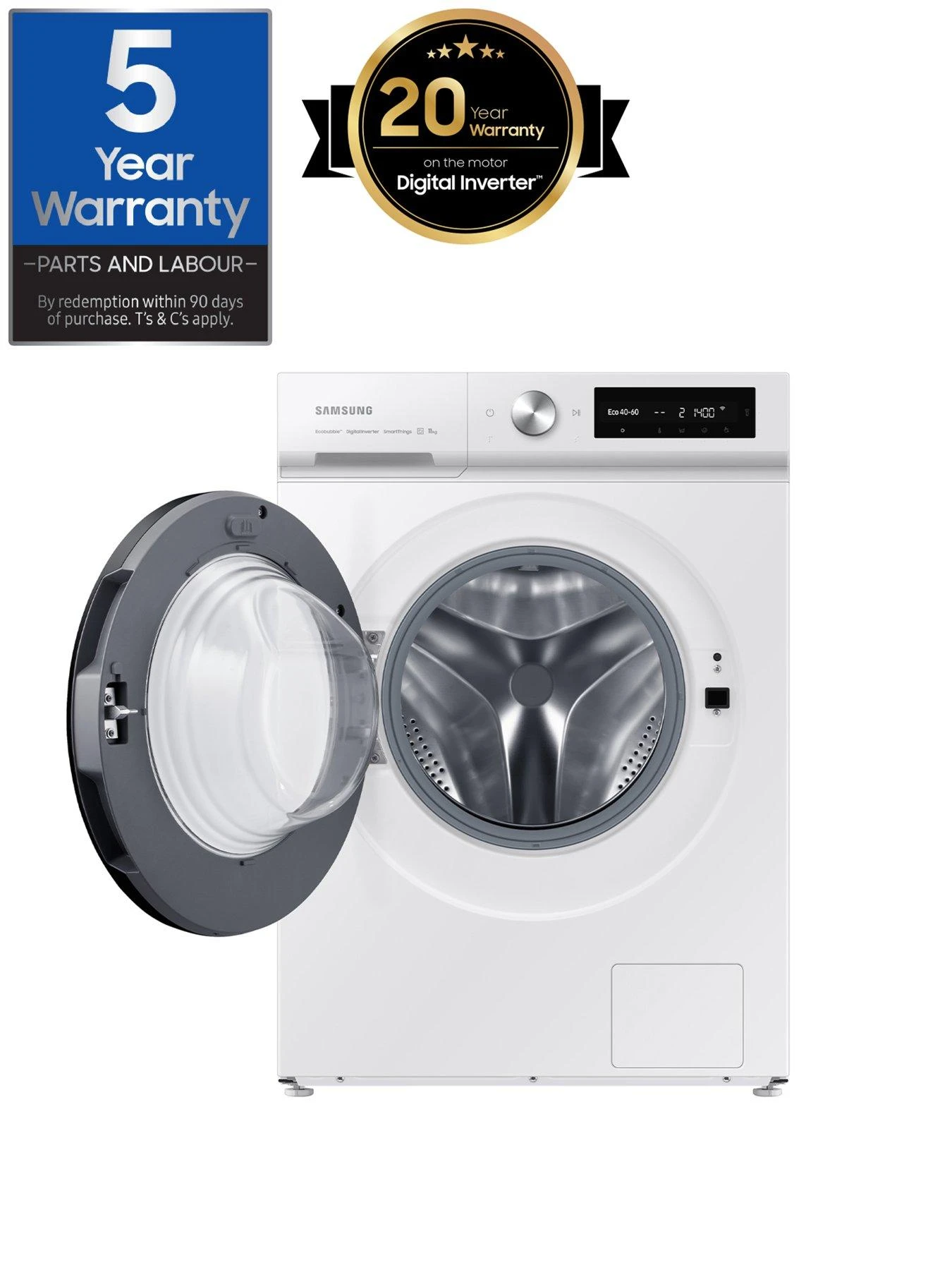 Samsung Series 5+ WW11BB504DAW/S1 SpaceMax Washing Machine - 11kg Load 1400 Spin A Rated - White 4 Samsung Series 5+ WW11BB504DAW/S1 SpaceMax Washing Machine - 11kg Load 1400 Spin A Rated - White - Image 2