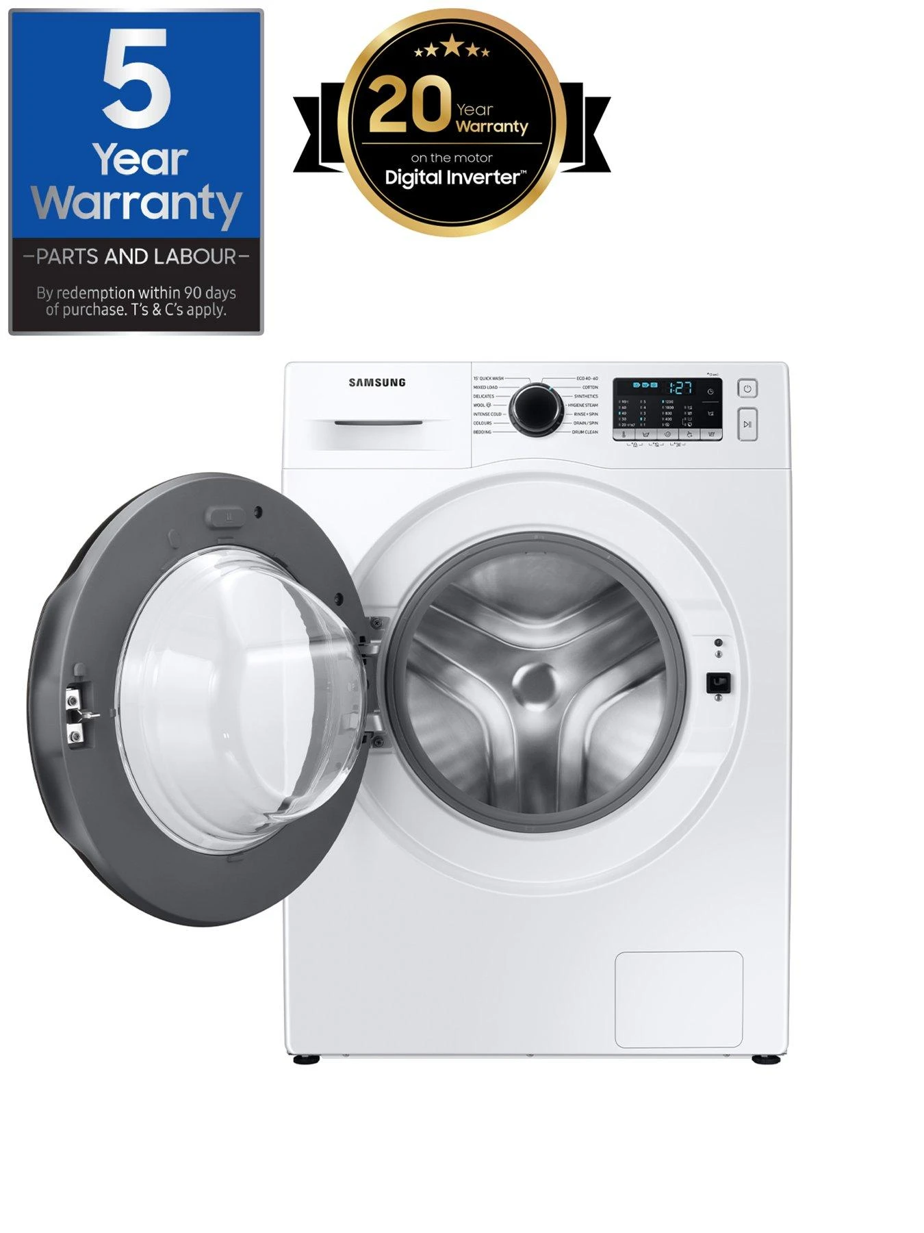 Samsung Series 5 WW11BGA046AE/EU SpaceMax Washing Machine - 11kg Load 1400 Spin A Rated - White 4 Samsung Series 5 WW11BGA046AE/EU SpaceMax Washing Machine - 11kg Load 1400 Spin A Rated - White - Image 2
