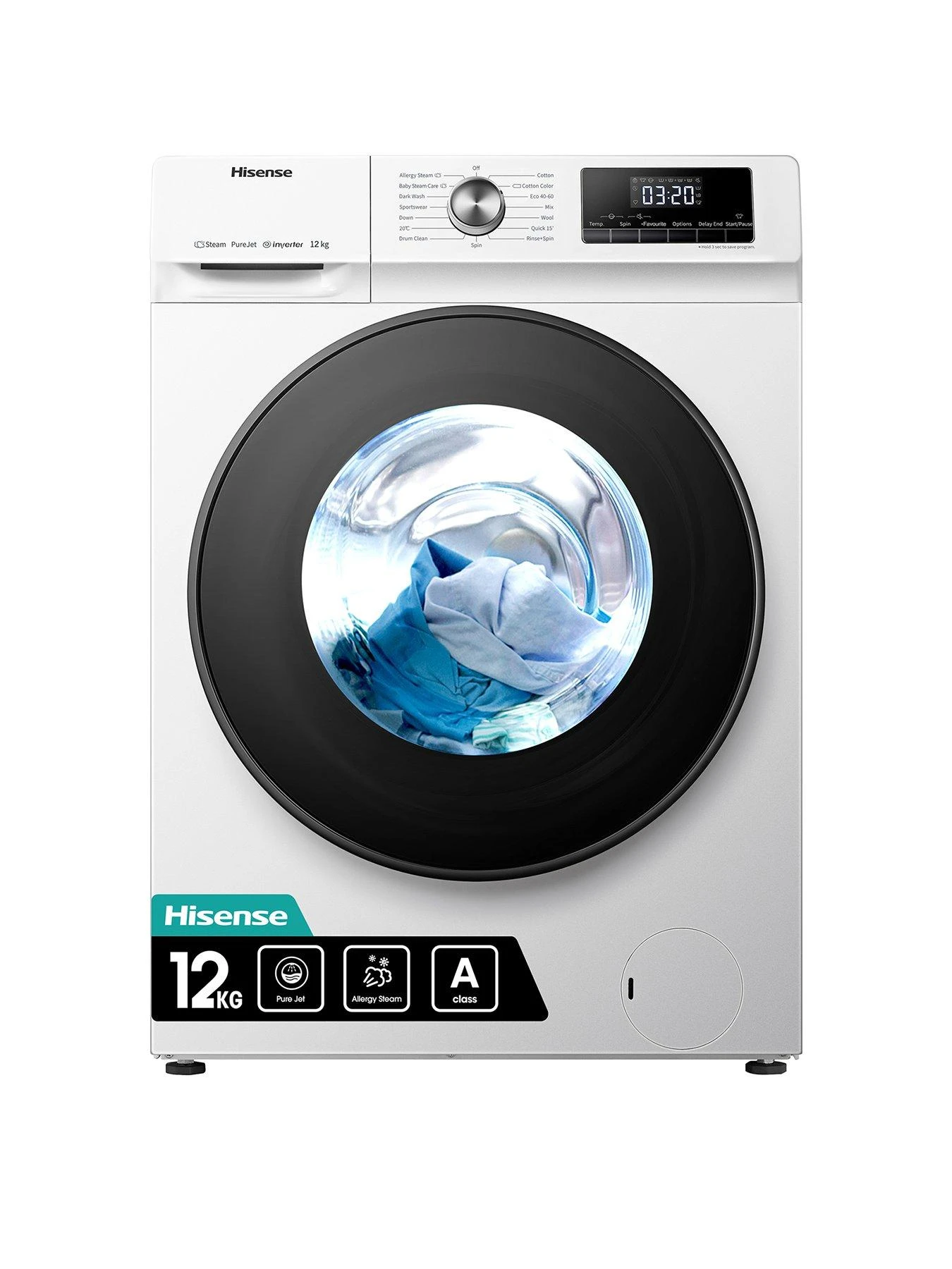 Hisense 3 Series WFQA1214EVJM 12KG Washing Machine With 1400rpm Includes Steam And Jet Wash 3 Hisense 3 Series WFQA1214EVJM 12KG Washing Machine With 1400rpm Includes Steam And Jet Wash