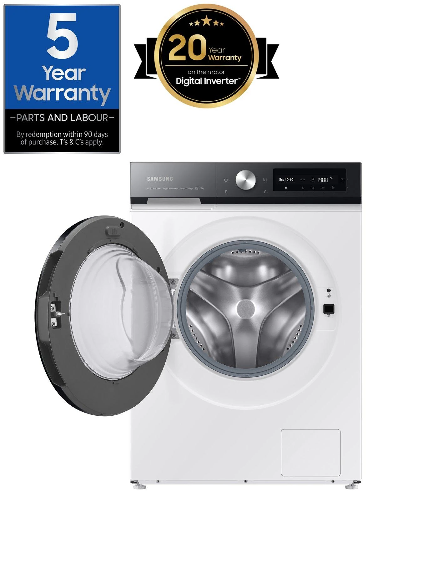 Samsung Series 6+ WW11BB744DGE/S1 Auto Optimal Wash+ And SpaceMax Washing Machine - 11kg Load 1400 Spin A Rated - White 4 Samsung Series 6+ WW11BB744DGE/S1 Auto Optimal Wash+ And SpaceMax Washing Machine - 11kg Load 1400 Spin A Rated - White - Image 2