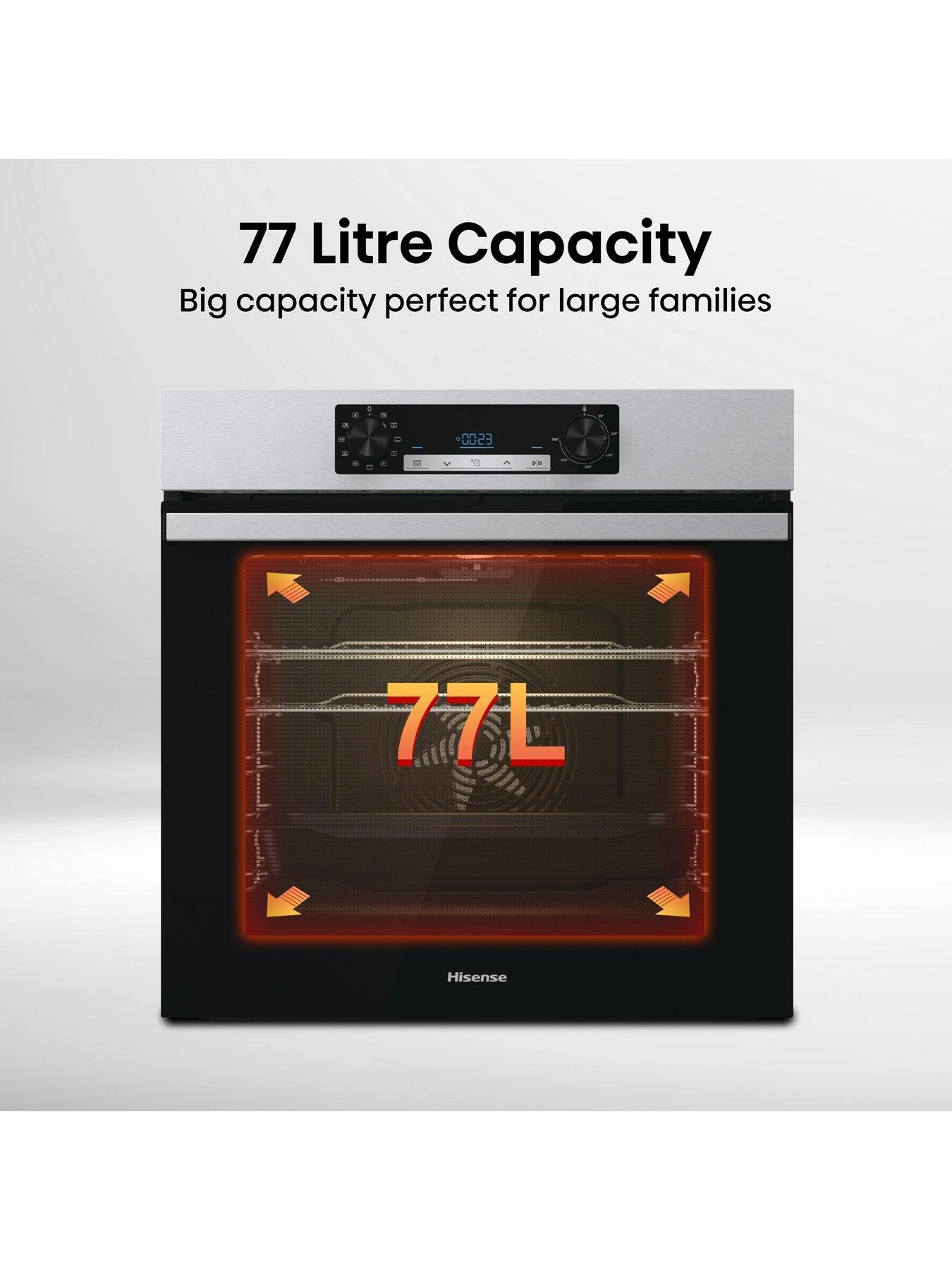 Hisense BI62212AXUK, Single Oven, 77L With Steam Clean Function - Stainless Steel 4 Hisense BI62212AXUK, Single Oven, 77L With Steam Clean Function - Stainless Steel - Image 2