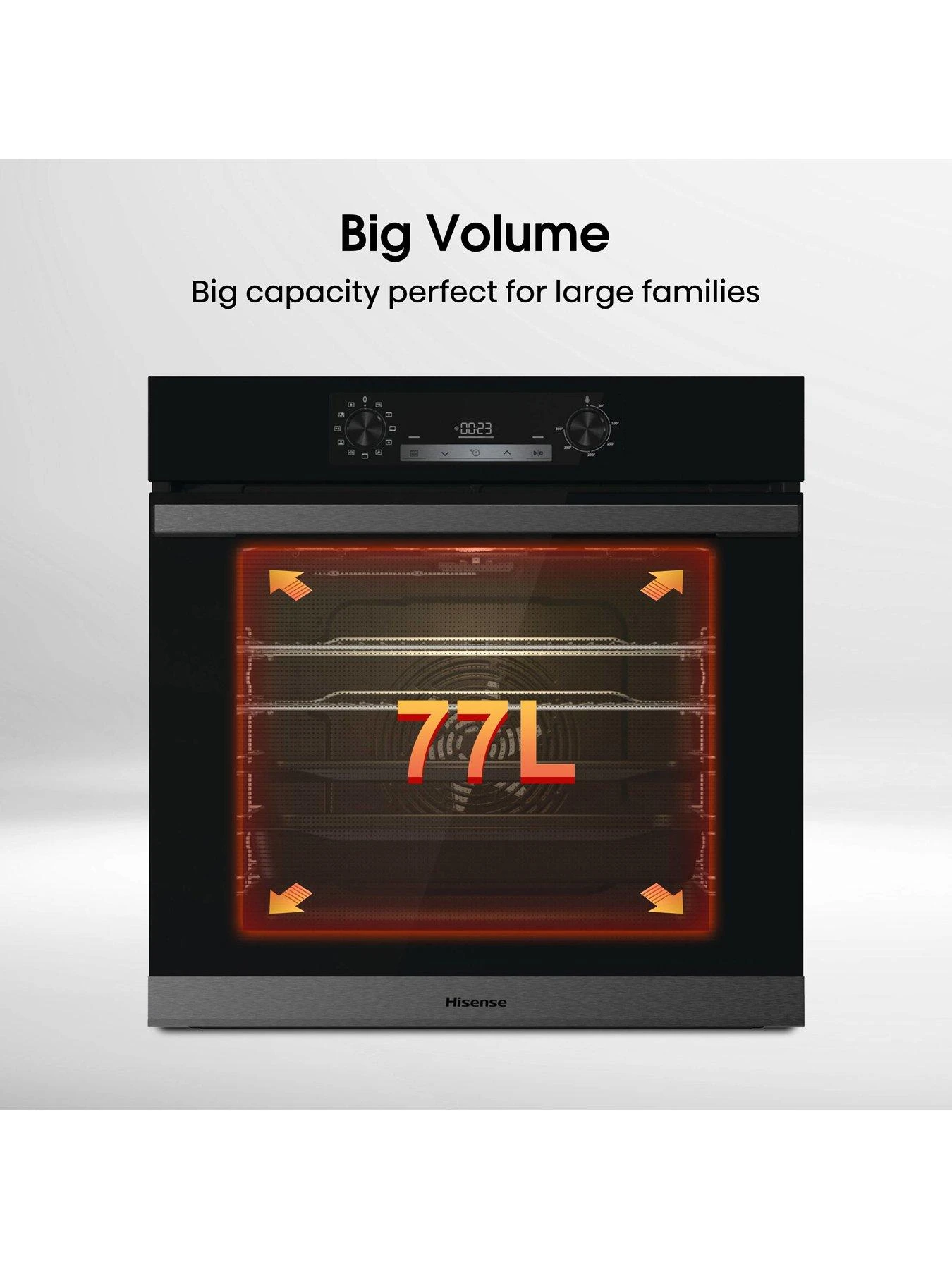 Hisense BSA63222ABUK 77-Litre Single Electric Oven With Steam Bake Function - Black 4 Hisense BSA63222ABUK 77-Litre Single Electric Oven With Steam Bake Function - Black - Image 2