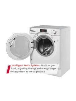 Hoover H-WASH 300 HBWS48D1ACE 8kg Load, 1400rpm Spin Integrated Washing Machine - Quick Washes, Hygiene Cycles, 16 Programmes - White With Chrome Door -Appliance Pro V36H3 SQ4 0000000013 WHITE SLd2