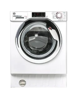 Hoover H-WASH/DRY HBDS495D1ACE/-80 Integrated Washer Dryer, 9Kg Wash+5Kg Dry, 1400 Rpm, 12 Programmes, 3 Drying Levels - White With Chrome Door
