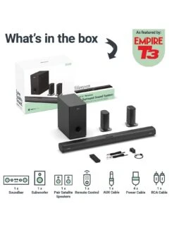 Majority Everest 300W 5.1 Dolby Audio Soundbar With Wireless Sub And Satellite Speakers -Appliance Pro V48VQ SQ6 0000000004 BLACK SLd2