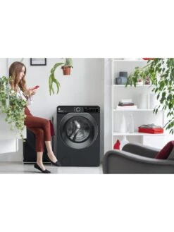 Hoover H-WASH 500 HD496AMBCB Freestanding Washer Dryer, WiFi Connected, A Rated, 9 Kg/6 Kg Load, 1400 Rpm - Black 14 Hoover H-WASH 500 HD496AMBCB Freestanding Washer Dryer, WiFi Connected, A Rated, 9 Kg/6 Kg Load, 1400 Rpm - Black -Appliance Pro V57RT SQ6 0000000004 BLACK SLd4