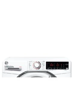 Hoover H-WASH 300 H3WS69TAMCE Freestanding Washing Machine, Chrome Door, WiFi Connected, 9 Kg Load, 1600 Rpm - White -Appliance Pro V57XV SQ3 0000000013 WHITE SLd1