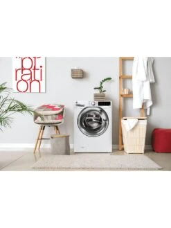 Hoover H-WASH 300 H3WS69TAMCE Freestanding Washing Machine, Chrome Door, WiFi Connected, 9 Kg Load, 1600 Rpm - White -Appliance Pro V57XV SQ5 0000000013 WHITE SLd3