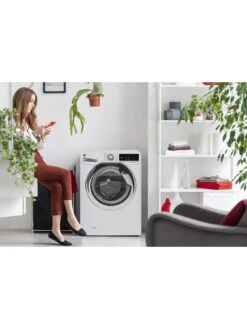 Hoover H-WASH 300 H3WS69TAMCE Freestanding Washing Machine, Chrome Door, WiFi Connected, 9 Kg Load, 1600 Rpm - White -Appliance Pro V57XV SQ6 0000000013 WHITE SLd4