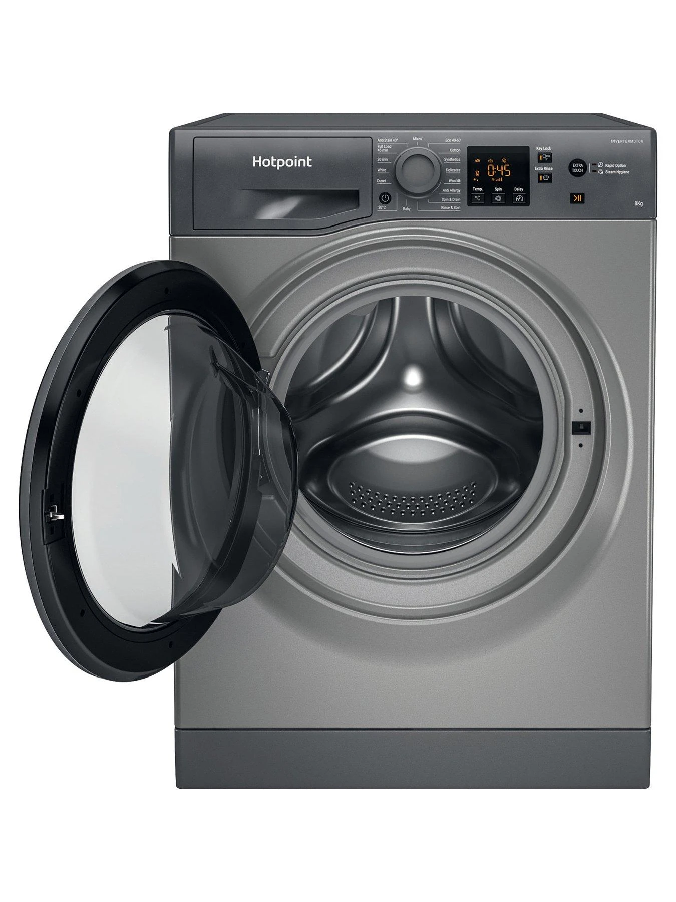 Hotpoint NSWM864CGGUKN 8kg Load, 1600rpm Spin Washing Machine - Graphite 4 Hotpoint NSWM864CGGUKN 8kg Load, 1600rpm Spin Washing Machine - Graphite - Image 2