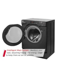 Hoover H-WASH HBWS 49D3ACBE/80 9kg Load, 1400 Spin Integrated Washing Machine - Black With Chrome Door -Appliance Pro V9CJG SQ4 0000000004 BLACK SLd2