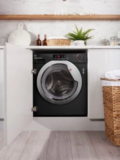 Hoover H-WASH HBWS 49D3ACBE/80 9kg Load, 1400 Spin Integrated Washing Machine - Black With Chrome Door -Appliance Pro V9CJG SQ6 0000000004 BLACK SLd4