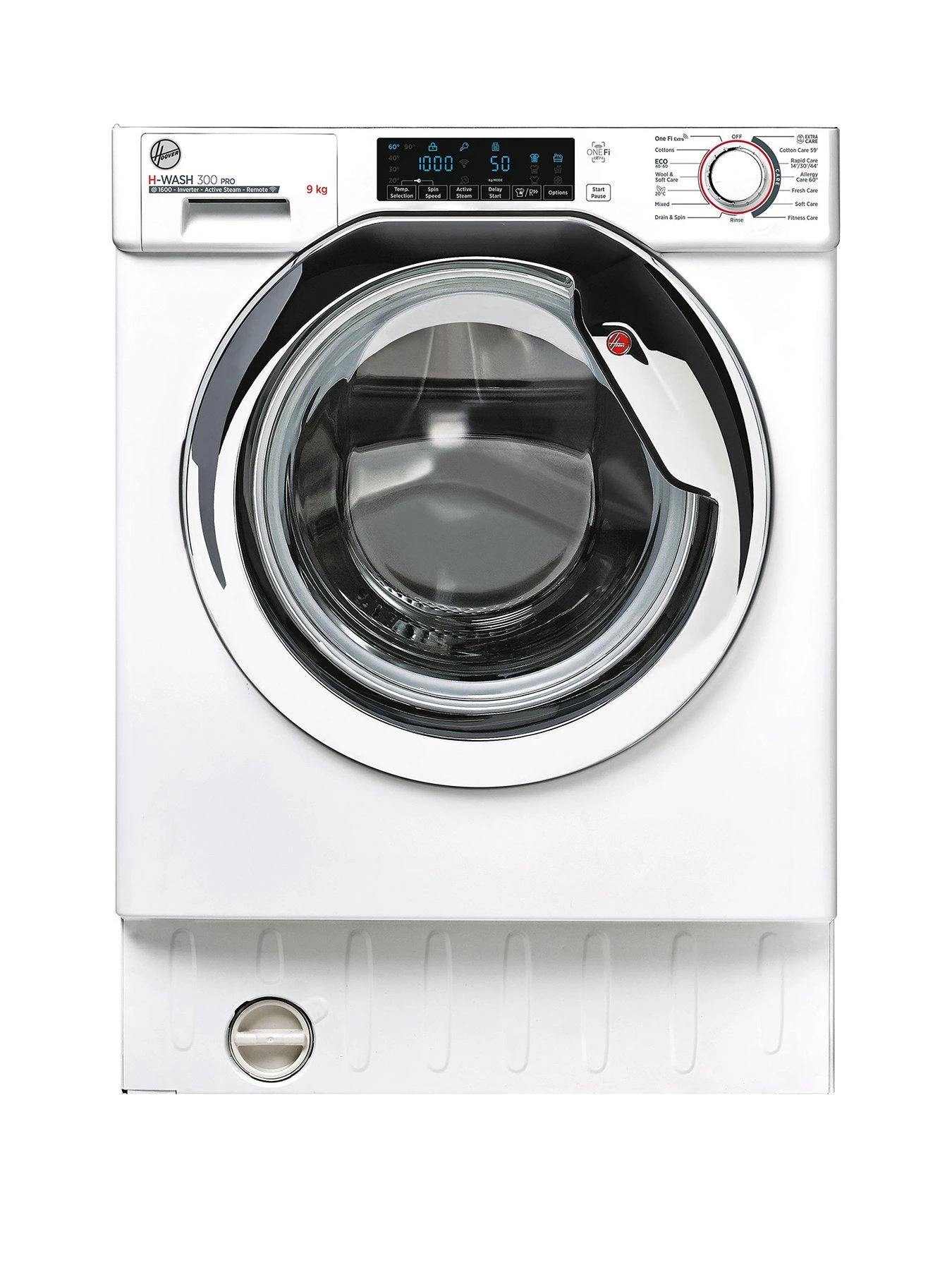 Hoover H-WASH HBWOS 69TAMCE-80 9kg Load, 1600 Spin Integrated Washing Machine, White With Chrome Door, With WiFi Connectivity 3 Hoover H-WASH HBWOS 69TAMCE-80 9kg Load, 1600 Spin Integrated Washing Machine, White With Chrome Door, With WiFi Connectivity