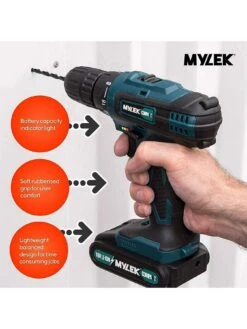 Mylek 18V Cordless Drill Driver 2 Speed With Carry Case -Appliance Pro V9G2F SQ2 0000000099 N A SLd