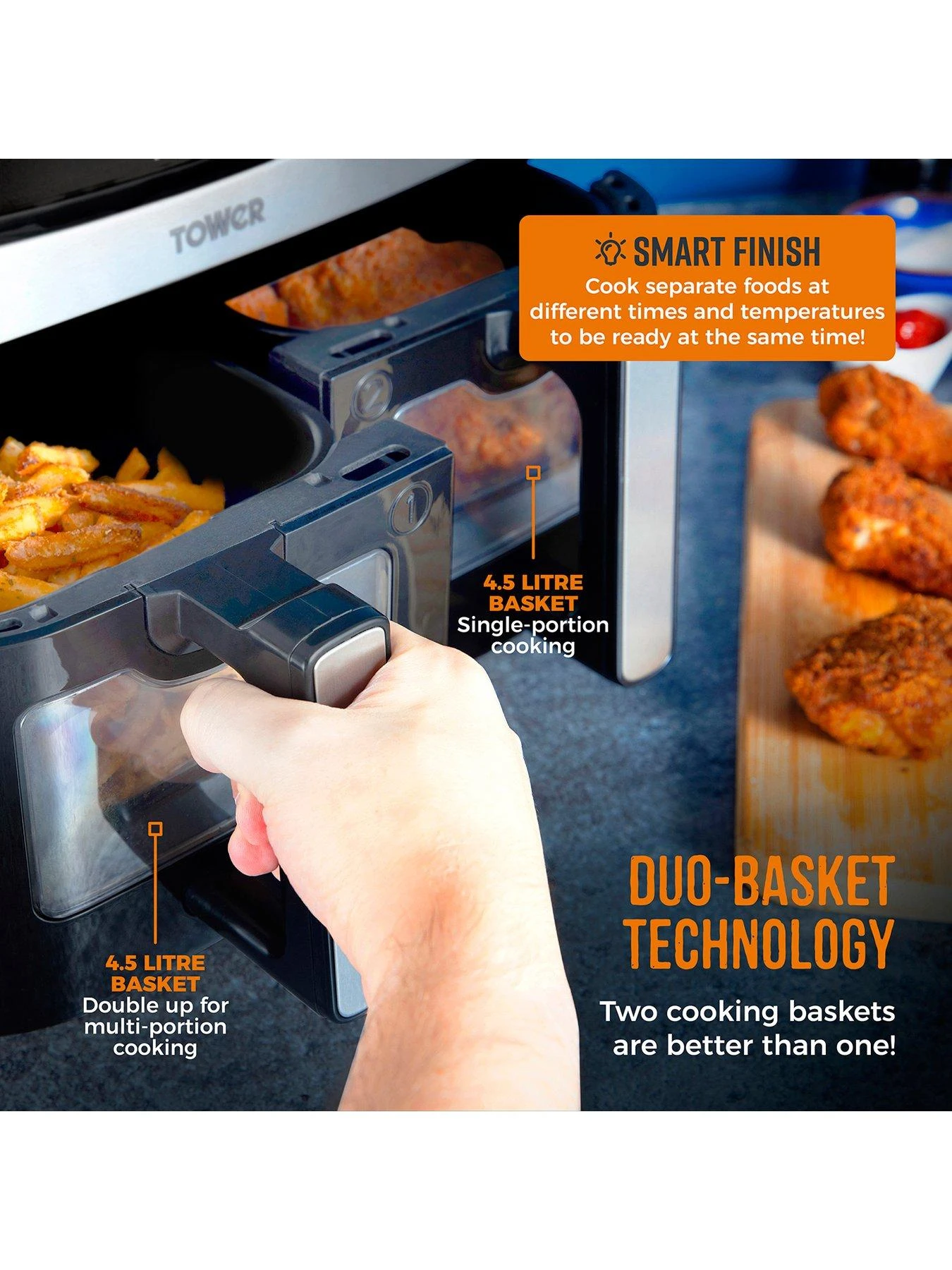 Tower Vortx 9L Vizion Dual Basket Air Fryer 5 Tower Vortx 9L Vizion Dual Basket Air Fryer - Image 3