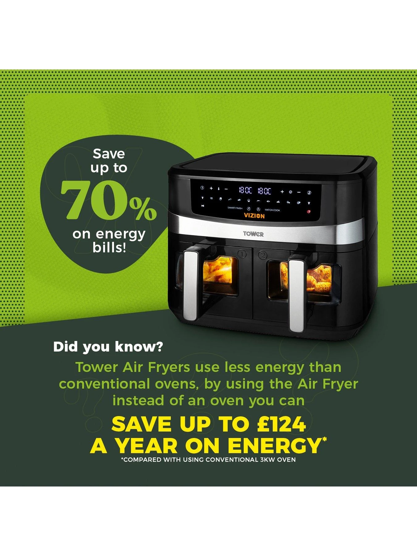 Tower Vortx 9L Vizion Dual Basket Air Fryer 8 Tower Vortx 9L Vizion Dual Basket Air Fryer - Image 6