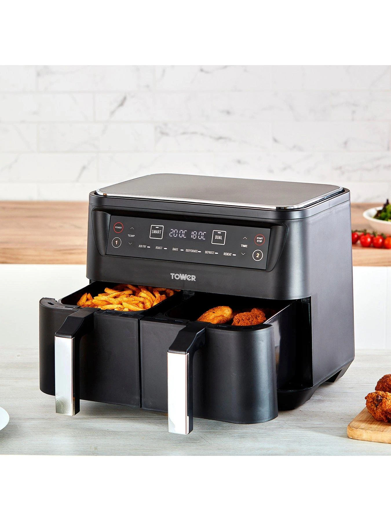 Tower Vortx Dual Basket Air Fryer 8L - Black 4 Tower Vortx Dual Basket Air Fryer 8L - Black - Image 2