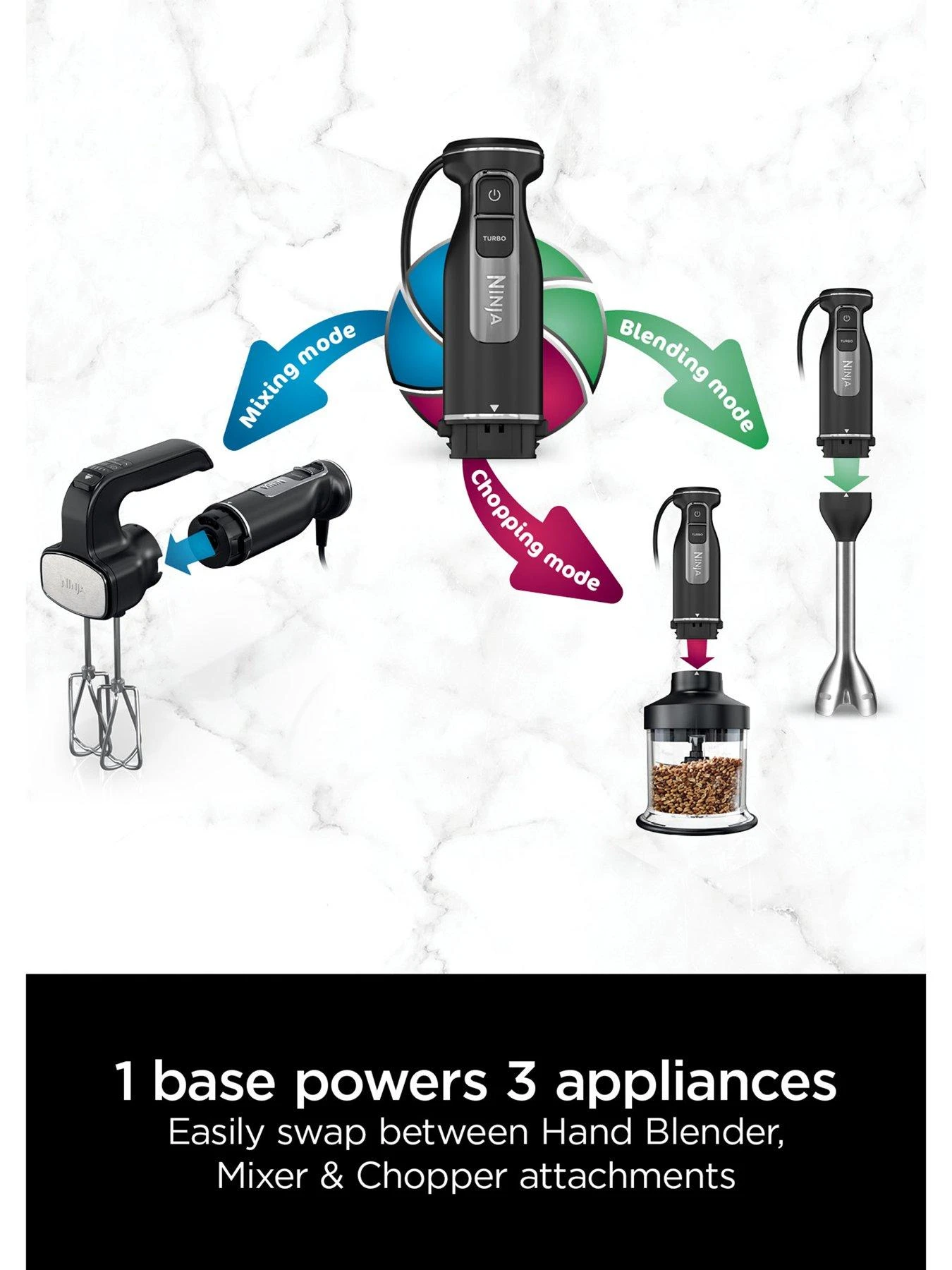 NINJA Foodi 3-in-1 Hand Blender, Mixer & Chopper CI100UK 4 NINJA Foodi 3-in-1 Hand Blender, Mixer & Chopper CI100UK - Image 2