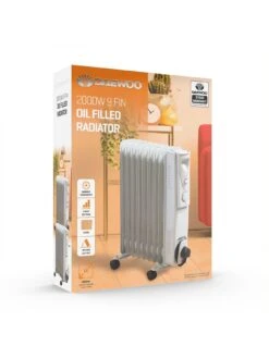 Daewoo 2000W 9-Fin Oil-Filled Radiator With Thermostat 8 Daewoo 2000W 9-Fin Oil-Filled Radiator With Thermostat -Appliance Pro VAH0E SQ2 0000000088 NO COLOR SLd